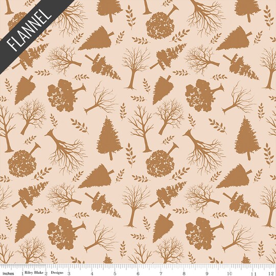 Riley Blake; Into the Woods Trees Flannel in Cream (f16793-cream) | Designer Flannel | Riley Blake Designs | Riley Blake; Category:Crafting Fabric; Image:1